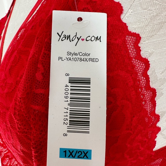 Yandy Red Lacy Longline Lattice Strappy Latice Back Bralette Size 1x/2x - Picture 8 of 12